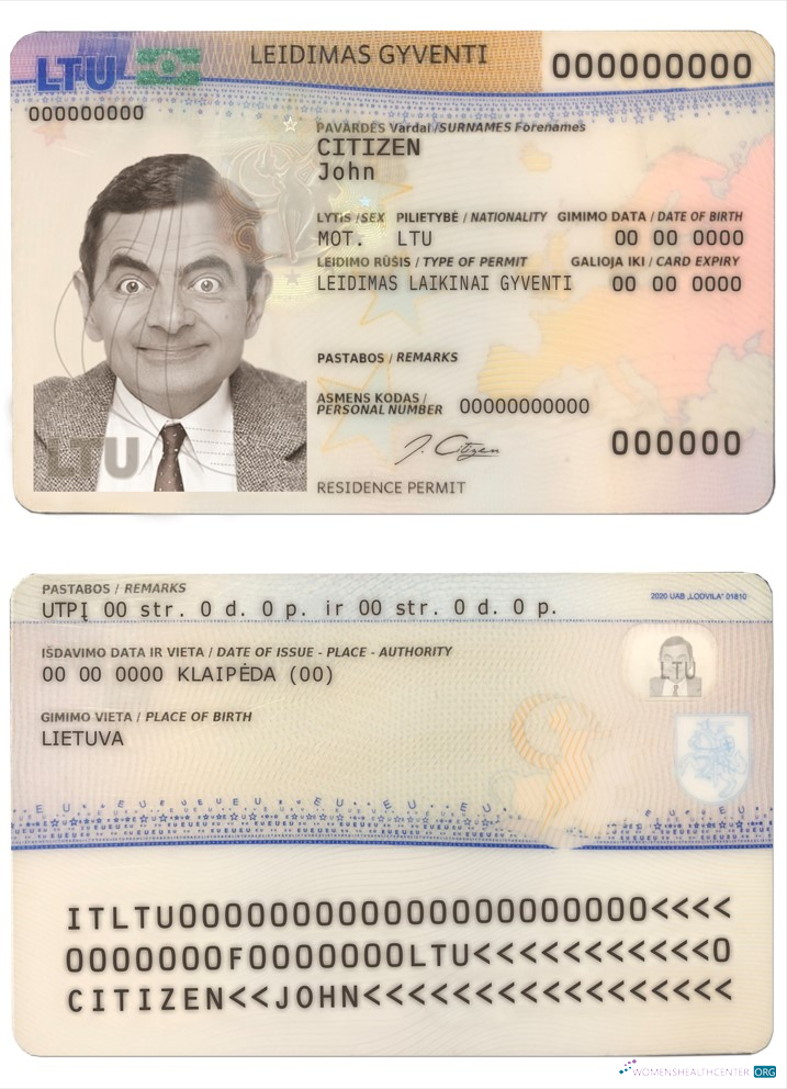 Lithuania (Litva) residence permit card template in PSD format, fully editable (2020  present)